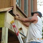 Support beams installed under sagging dormers. 