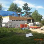 Trusses removed from original garage roof.